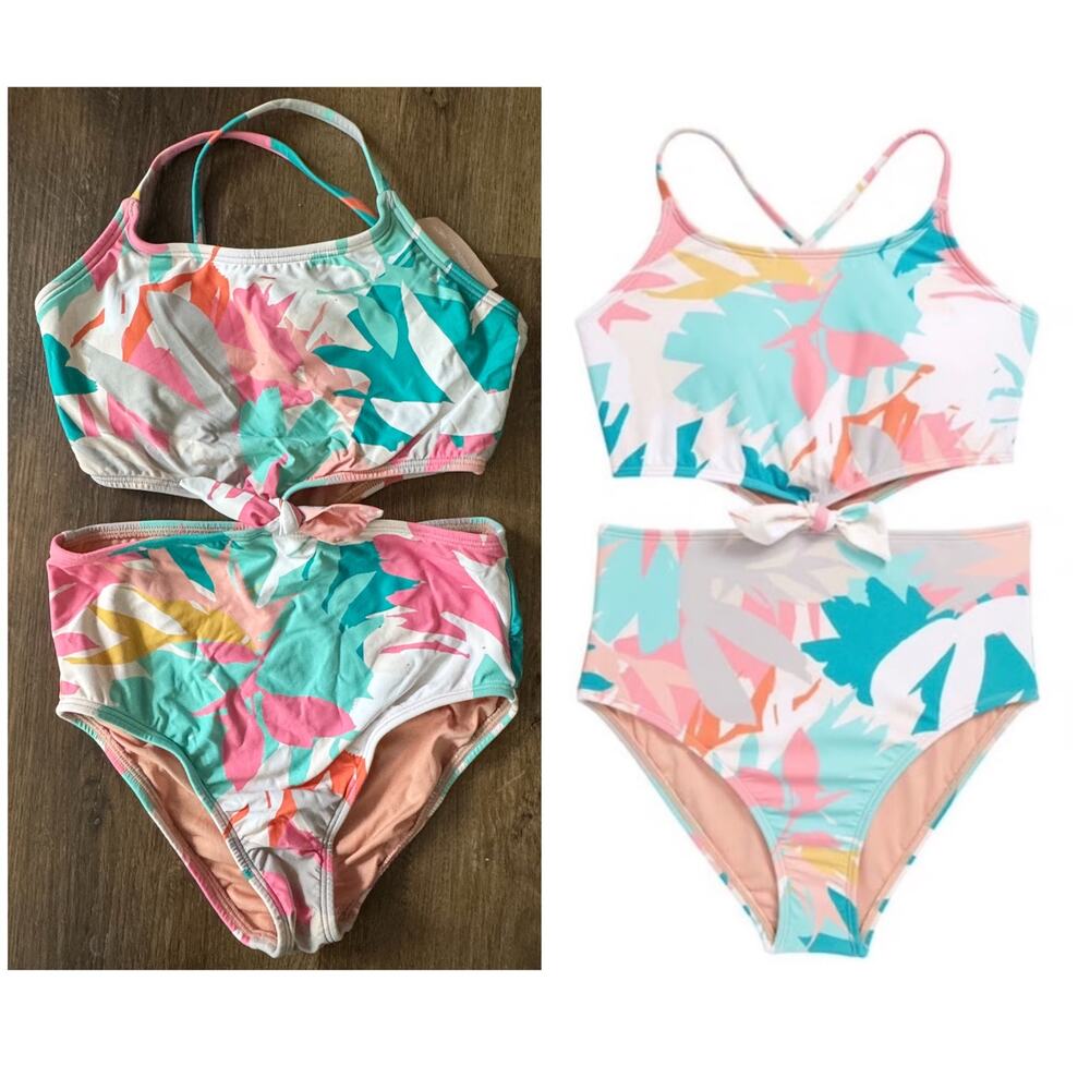 O'Neill Girls' Atlas Knot Multicolor Patterned Cut-Out One-Piece Swimsuit